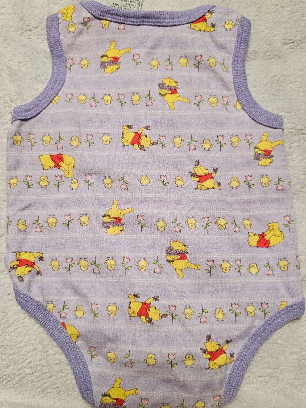 Disney Baby Winnie the Pooh Bodysuit 6-9M Easter Chicks Tulips Lavender Spring